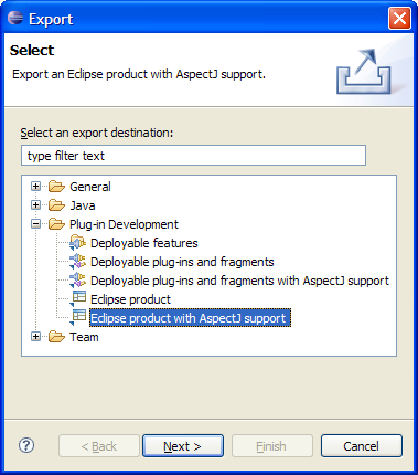 Export Wizard with AspectJ support