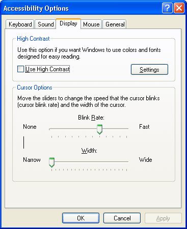 Windows Accessibility Dialog