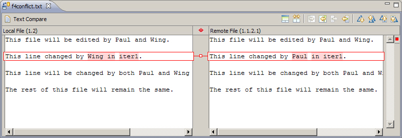 Resolving conflicts with merge editor