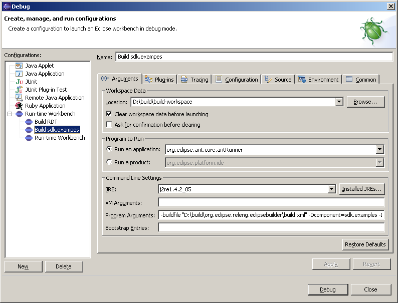 Run Configuration for building sdk.examples