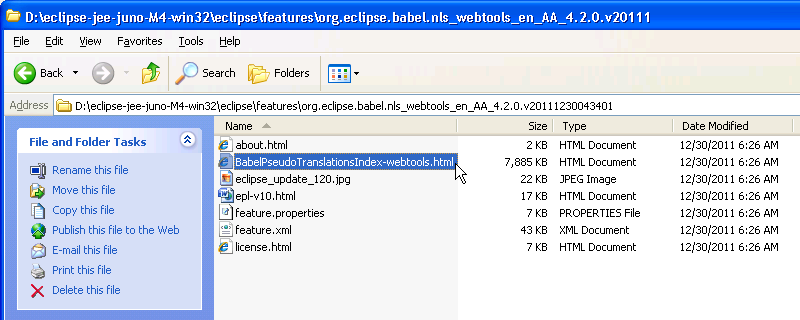 Figure 5 - Babel Webtools NLS Feature Folder