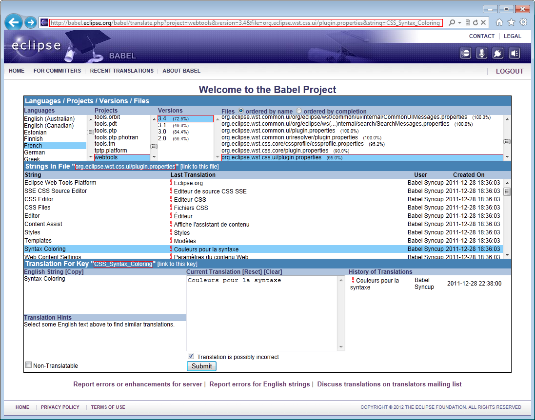 Figure 7 - Babel Translation Server