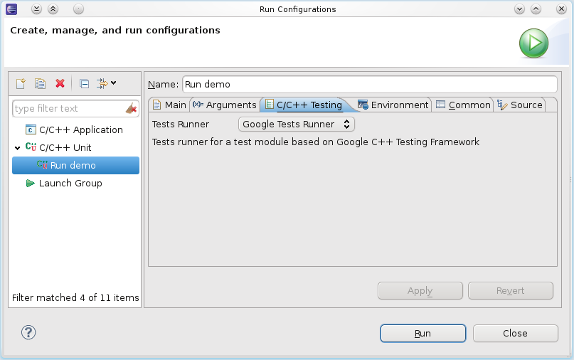 run configurations