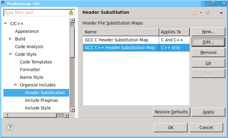 header substitution