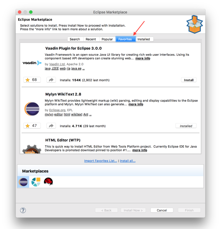 Tutorial Eclipse Marketplace & Favourites List The Eclipse Foundation