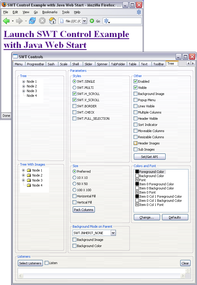 SWT Control Example launched via Java Web Start