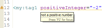 A validation message from the TEI class indicating an invalid attribute value
