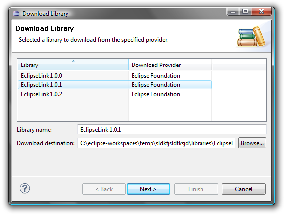 Library download wizard