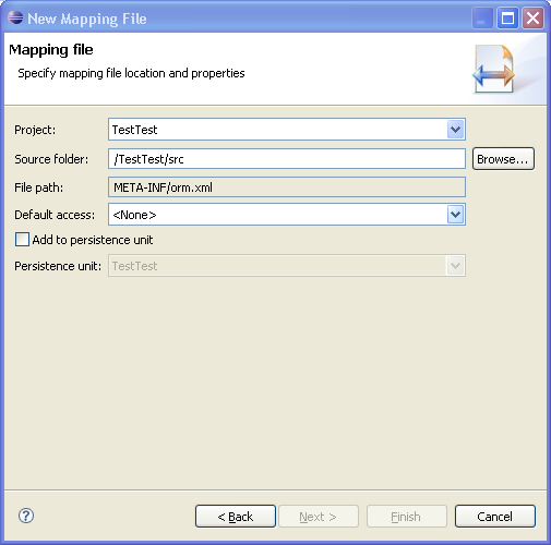 XML Mapping File wizard