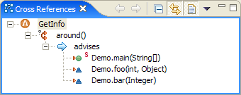 Screenshot showing the Cross References view