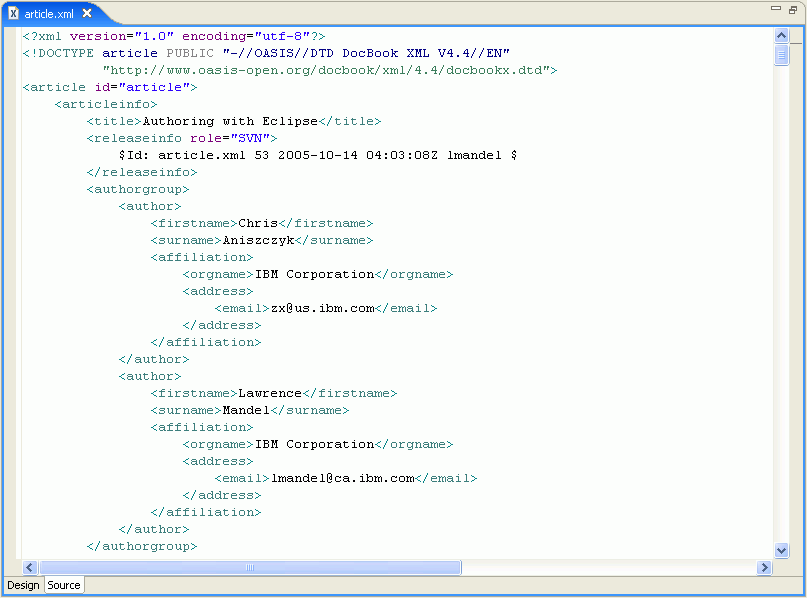 The XML Source Editor