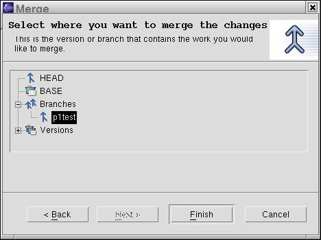 Dialog for selecting choosing a branch to merge