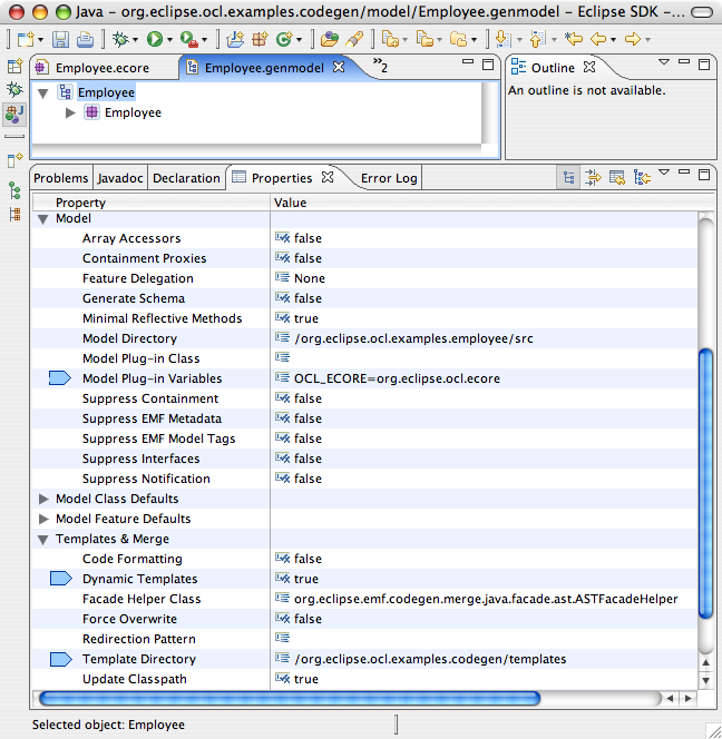 Genmodel template settings