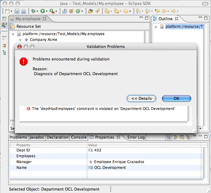 OCL Constraint Violation