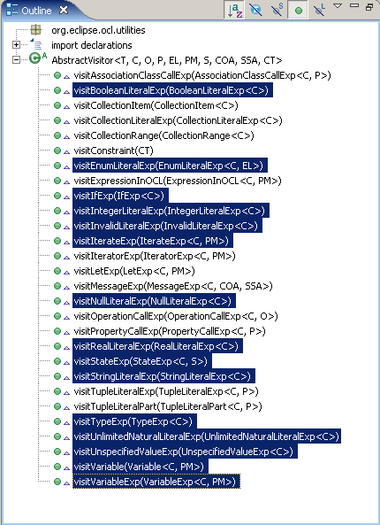 Methods
			making up our><tt>XMLforOCL</tt> visitor so far 