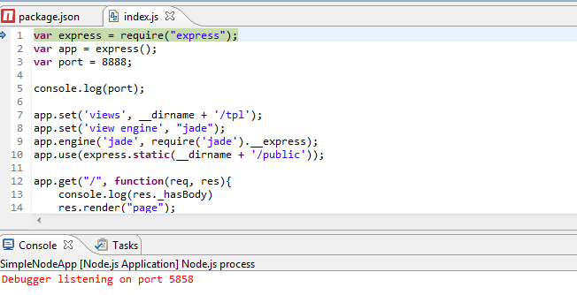 Debugging Node.js app