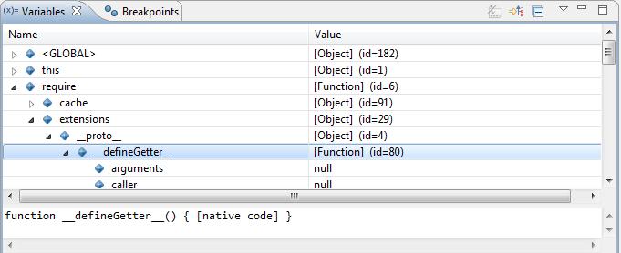 Variables tab