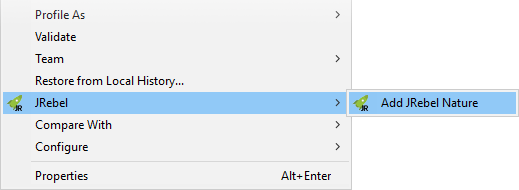 Add JRebel Nature