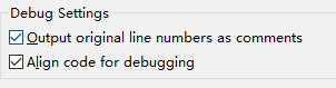 debug settings
