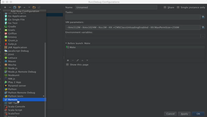 debug and run configuration