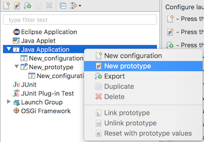 Prototype Java Launch Configuration