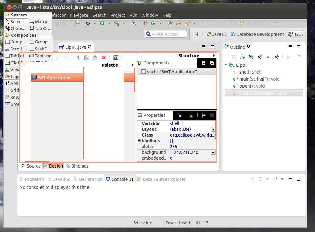 Eclipse Community Forums: WindowBuilder » In design tab palette misplaced