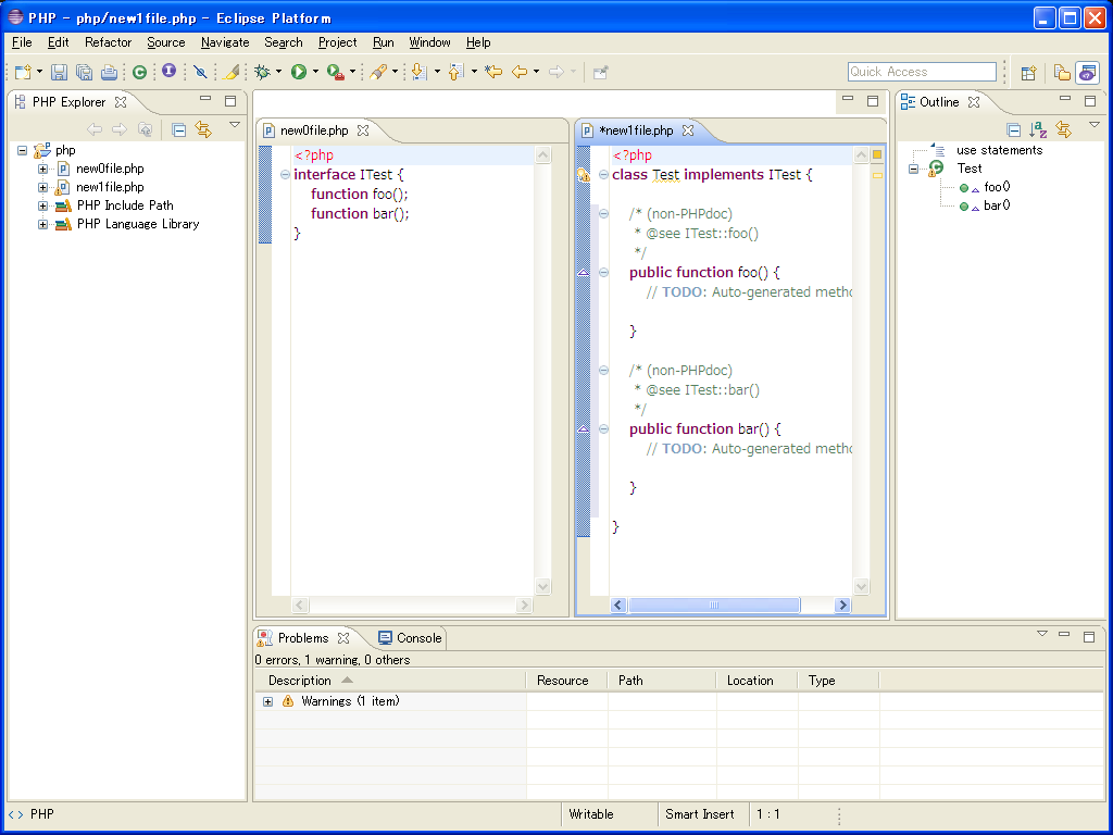 Eclipse Community Forums: PHP Development Tools (PDT) » Generate Methods in  PHP class