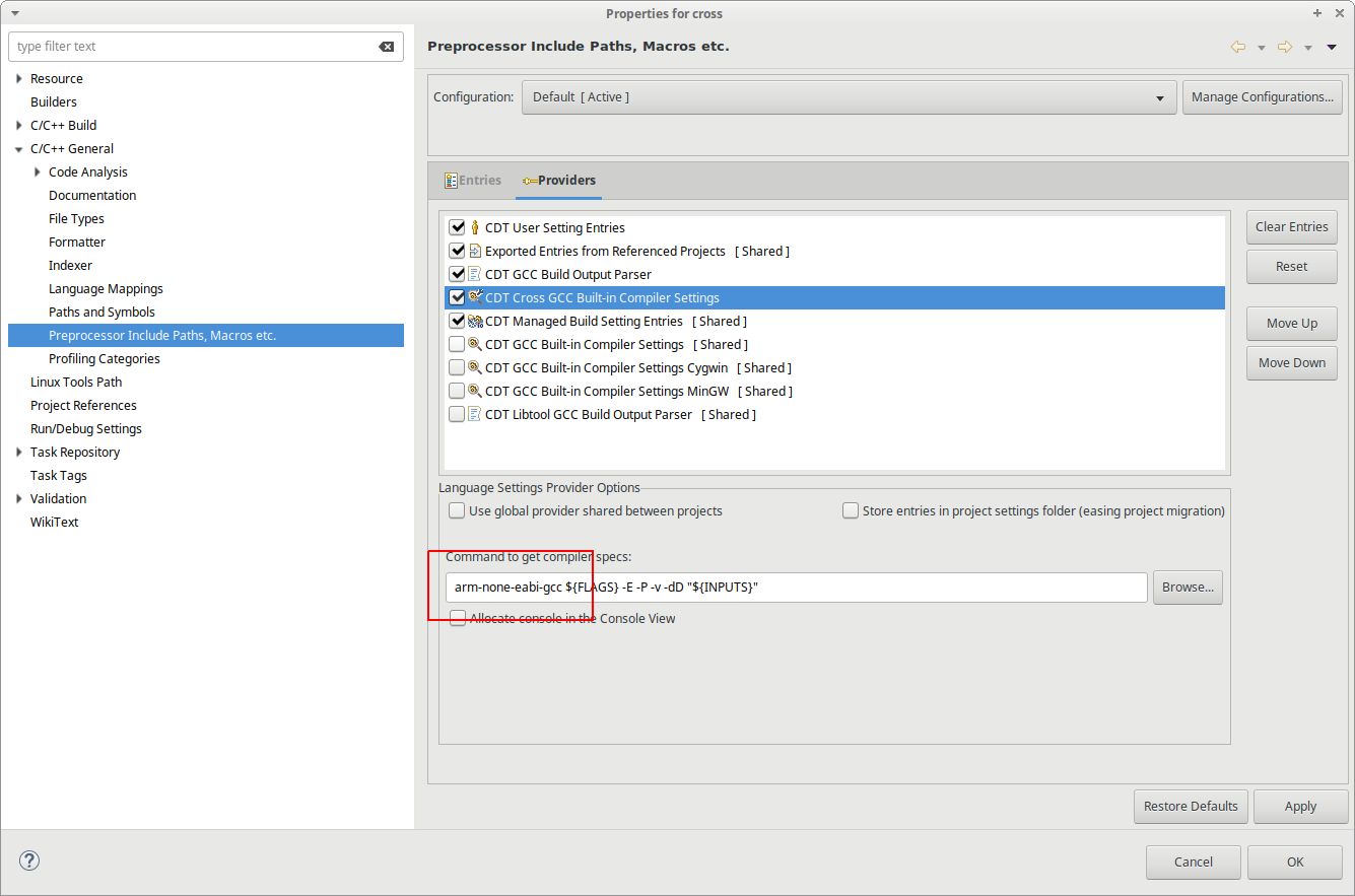 Eclipse Toolchain For Indexer Settings lasopareading