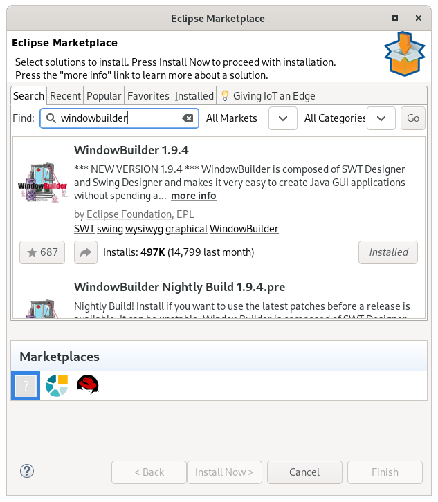 Eclipse Community Forums WindowBuilder » Newly installed 2020/12 for