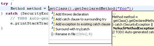 Add exceptions to existing catch clause