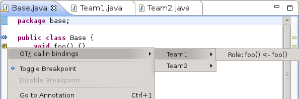 OT/J callin bindings navigation
