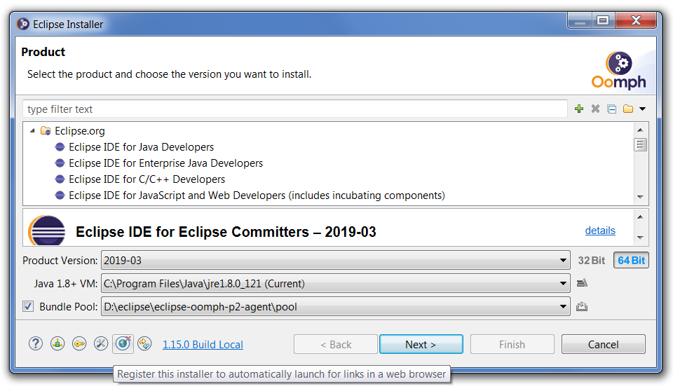 Register the Eclipse Installer in Advanced Mode