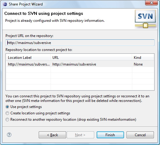Your project has SVN meta info...