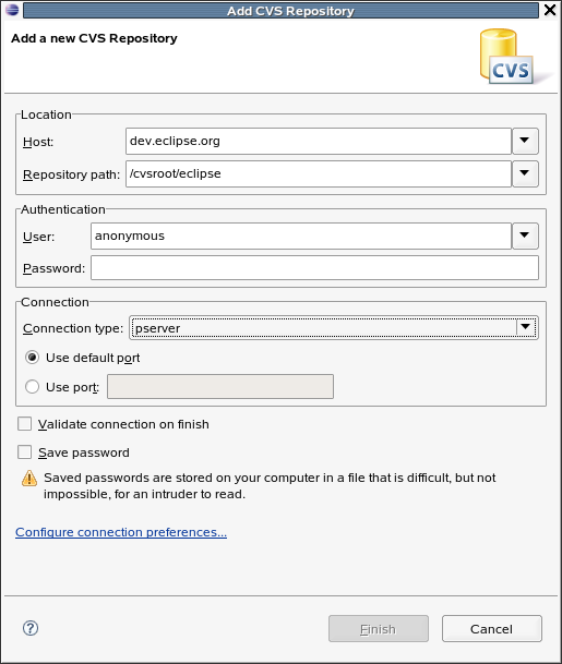 Host: dev.eclipse.org, Repository Path: /cvsroot/eclipse, and User: anonymous