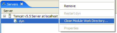 Clean Module Work Directory context menu action on the module