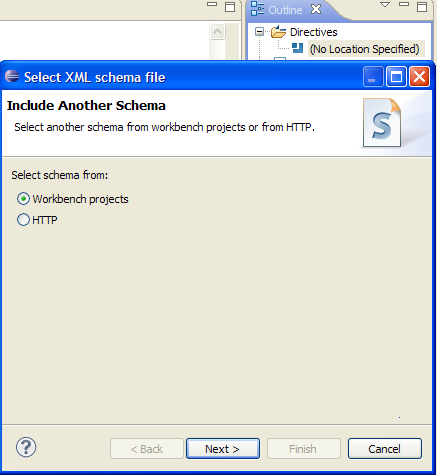 Prompt for schema location when adding directive