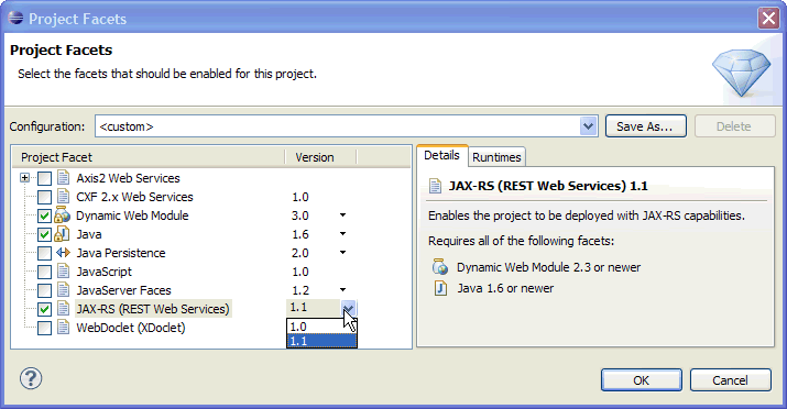 Added JAX-RS project facet