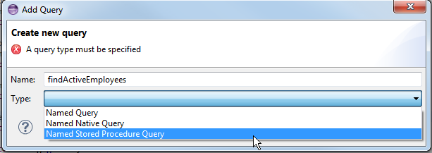 Named Stored Procedure Query