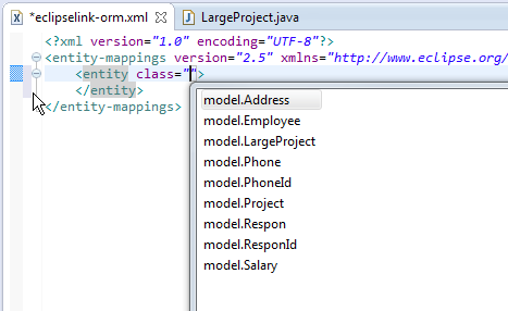 XML Content Assist for Java Class names